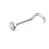 3mm Bezel Stone Set Silver Curved Nose Stud NSKB-13